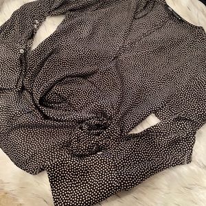 Zara polka dot front tie blouse